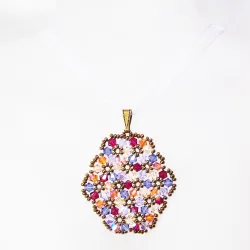 Pendant 65cm - Terence Oval-Violet Organza - Pendant 65cm - Laiton bronze